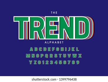 Vector of stylized modern font and alphabet