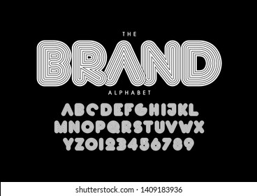 Vector of stylized modern font and alphabet