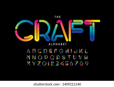 Vector of stylized modern font and alphabet