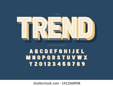 Vector of stylized modern font and alphabet