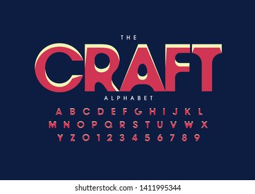 Vector of stylized modern font and alphabet
