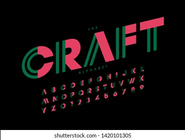 Vector of stylized modern font and alphabet