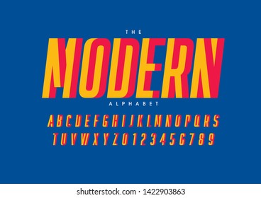 Vector of stylized modern font and alphabet