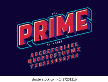 Vector of stylized modern font and alphabet