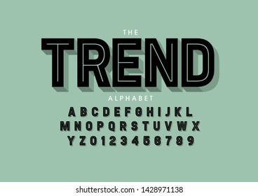 Vector of stylized modern font and alphabet