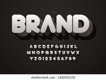 Vector of stylized modern font and alphabet