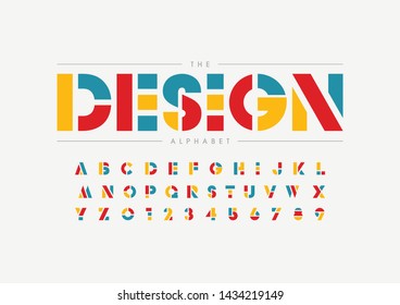 Vector of stylized modern font and alphabet