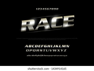 Vector of stylized modern font and alphabet. Racing typography