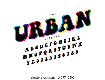 Vector of stylized modern font and alphabet
