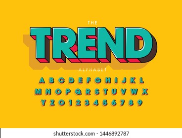 Vector of stylized modern font and alphabet