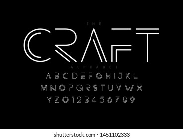 Vector of stylized modern font and alphabet