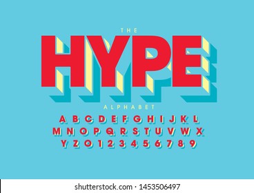 Vector of stylized modern font and alphabet