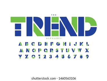 Vector of stylized modern font and alphabet