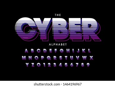 Vector of stylized modern font and alphabet