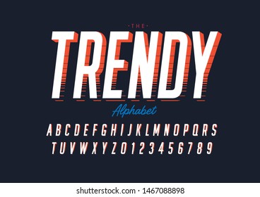 Vector of stylized modern font and alphabet
