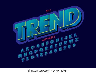 Vector of stylized modern font and alphabet