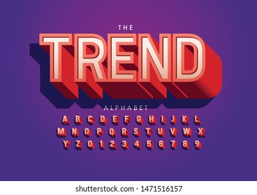 Vector of stylized modern font and alphabet