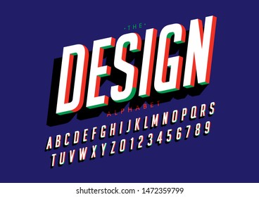 Vector of stylized modern font and alphabet