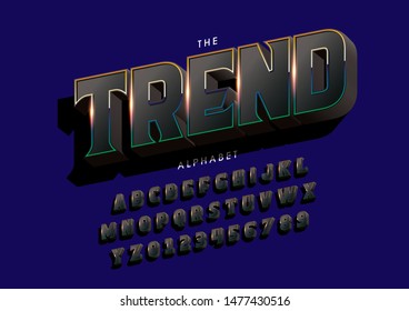 Vector of stylized modern font and alphabet