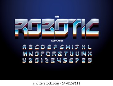 Vector of stylized modern font and alphabet