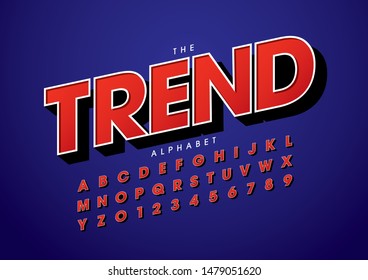 Vector of stylized modern font and alphabet