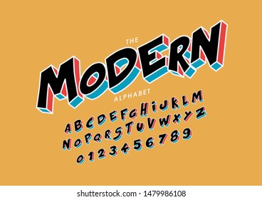 Vector of stylized modern font and alphabet