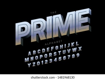 Vector of stylized modern font and alphabet
