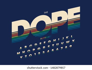 Vector of stylized modern font and alphabet