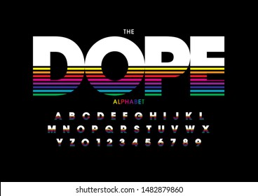 Vector of stylized modern font and alphabet