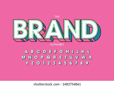 Vector of stylized modern font and alphabet