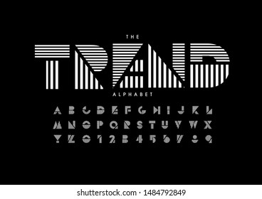 Vector of stylized modern font and alphabet