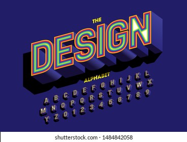 Vector of stylized modern font and alphabet