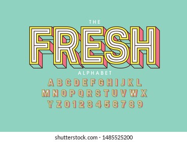 Vector of stylized modern font and alphabet
