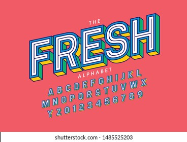 Vector of stylized modern font and alphabet