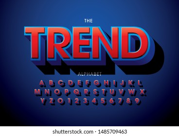 Vector of stylized modern font and alphabet