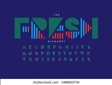 Vector of stylized modern font and alphabet