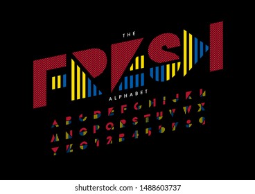 Vector of stylized modern font and alphabet