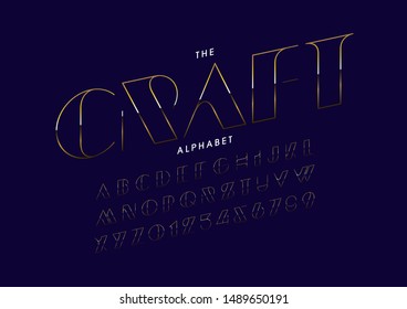 Vector of stylized modern font and alphabet