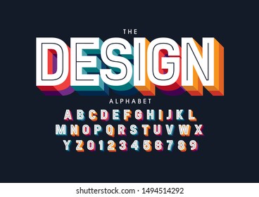 Vector of stylized modern font and alphabet