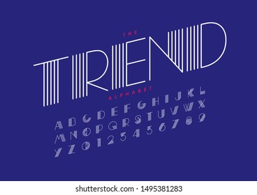 Vector of stylized modern font and alphabet