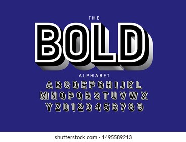 Vector of stylized modern font and alphabet