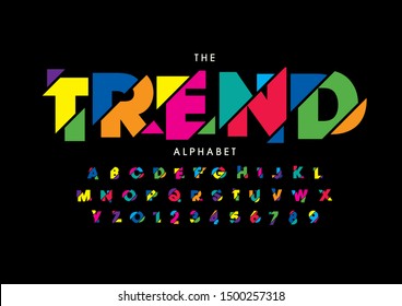 Vector of stylized modern font and alphabet