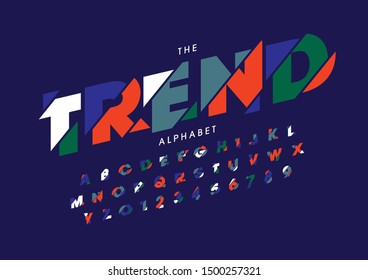 Vector of stylized modern font and alphabet