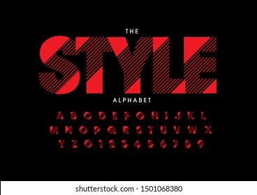 Vector of stylized modern font and alphabet