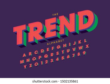 Vector of stylized modern font and alphabet