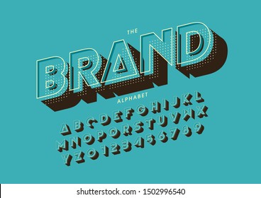 Vector of stylized modern font and alphabet