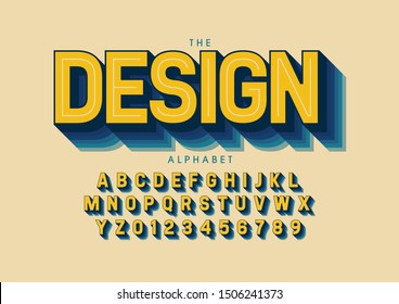 Vector of stylized modern font and alphabet