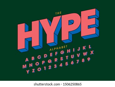 Vector of stylized modern font and alphabet