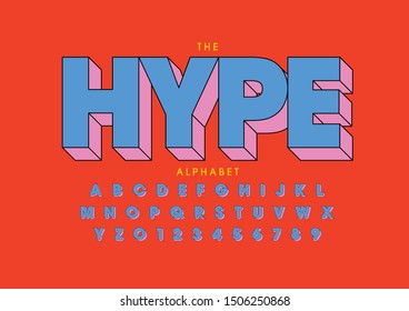 Vector of stylized modern font and alphabet