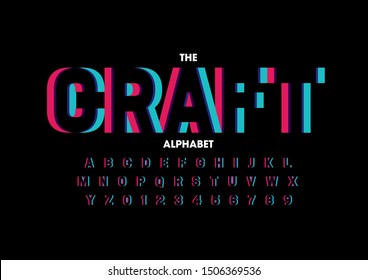 Vector of stylized modern font and alphabet